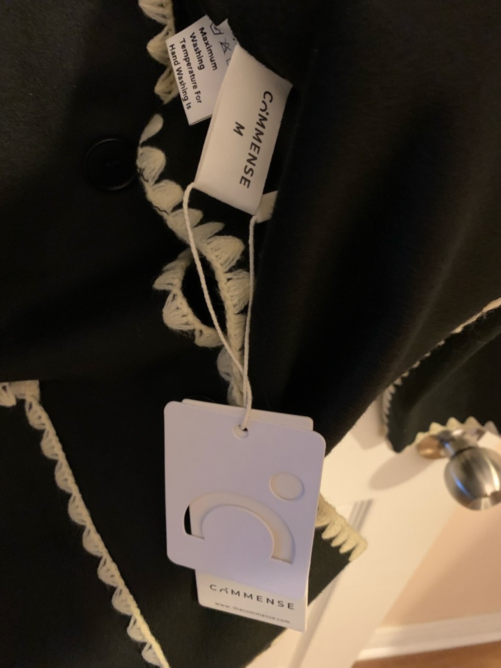 Commense Black Jacket with Cream Trim and Fringe - size M - Picture 6 of 6